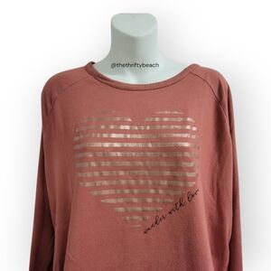 Ambrielle Mauve Heart Wander With Love Sleepwear Sweatshirt